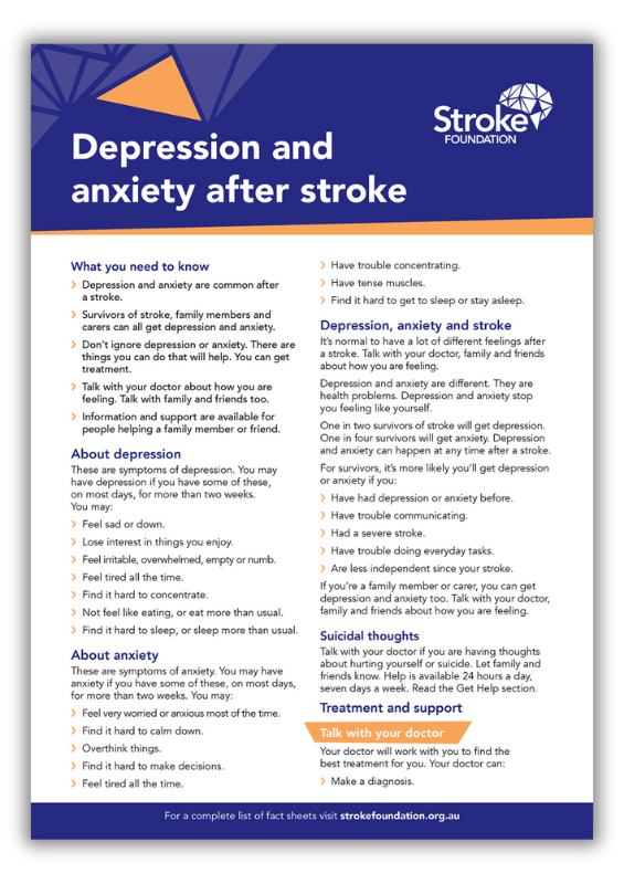 Fact sheet - Depression and anxiety after stroke