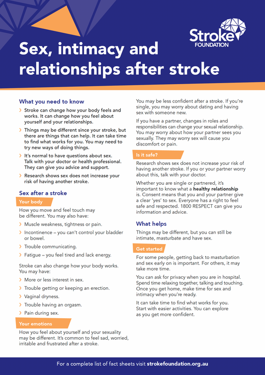 Fact sheet - Sex, intimacy and relationships after stroke