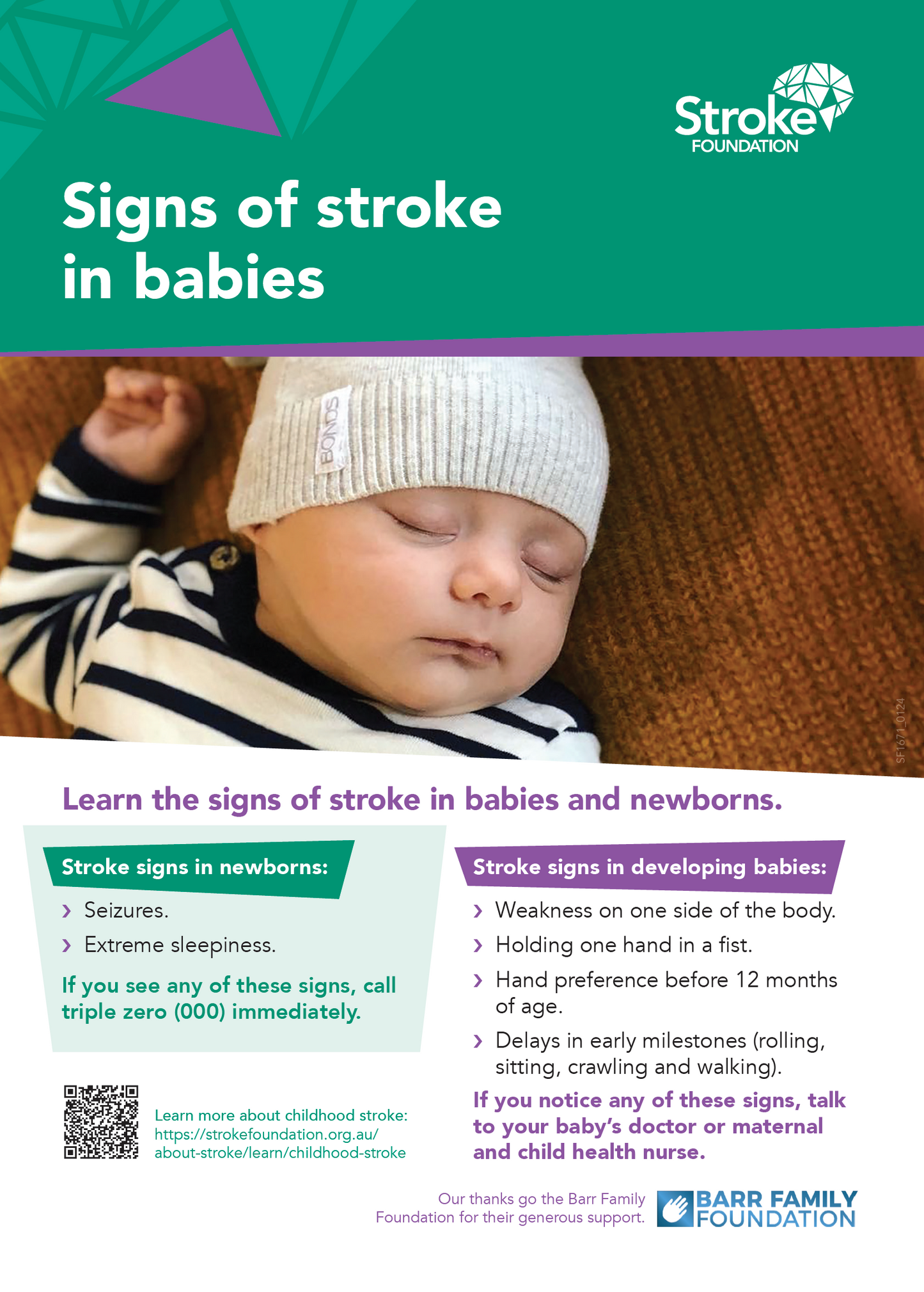 Signs of Stroke in Babies Poster