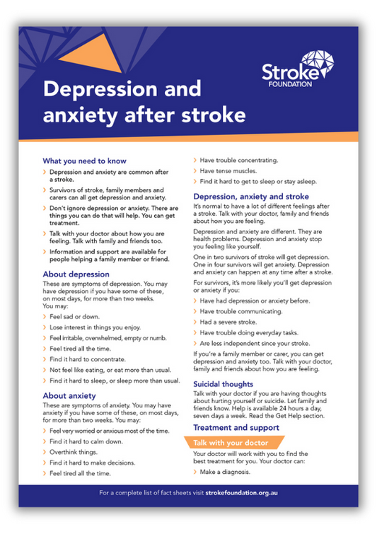 Fact sheet - Depression and anxiety after stroke