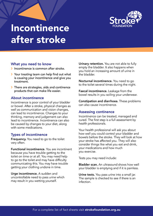 Fact sheet - Incontinence after stroke