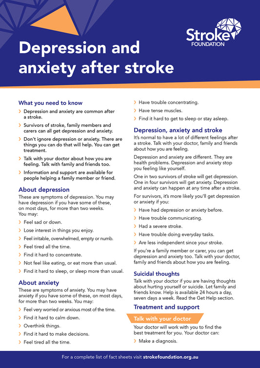 Fact sheet - Depression and anxiety after stroke