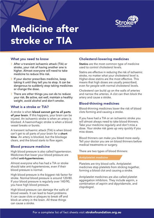 Fact sheet - Medicine and TIA after stroke