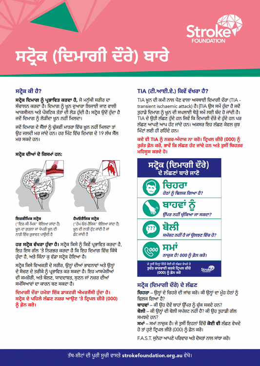 About Stroke fact sheet - ਪੰਜਾਬੀ (Punjabi)