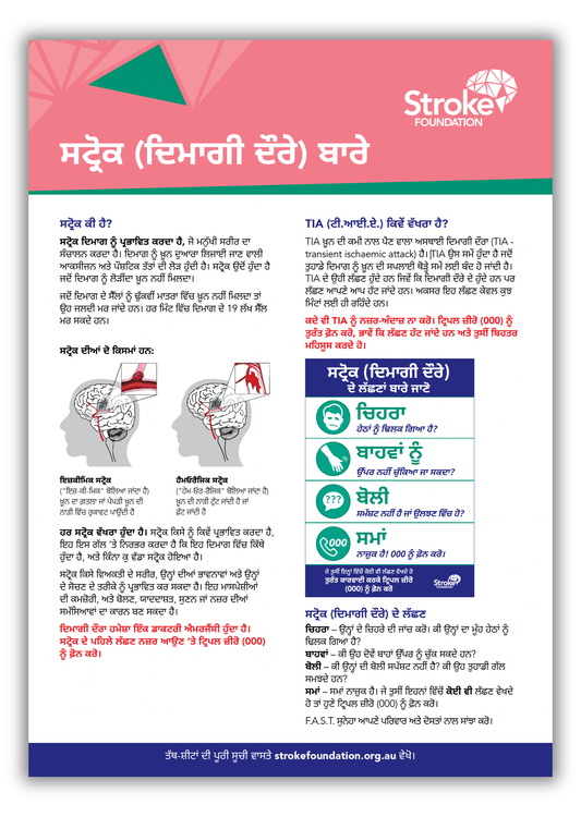 About Stroke fact sheet - ਪੰਜਾਬੀ (Punjabi)