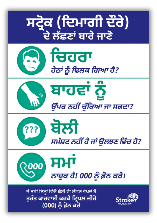 F.A.S.T. poster (A4 size) - ਪੰਜਾਬੀ (Punjabi)