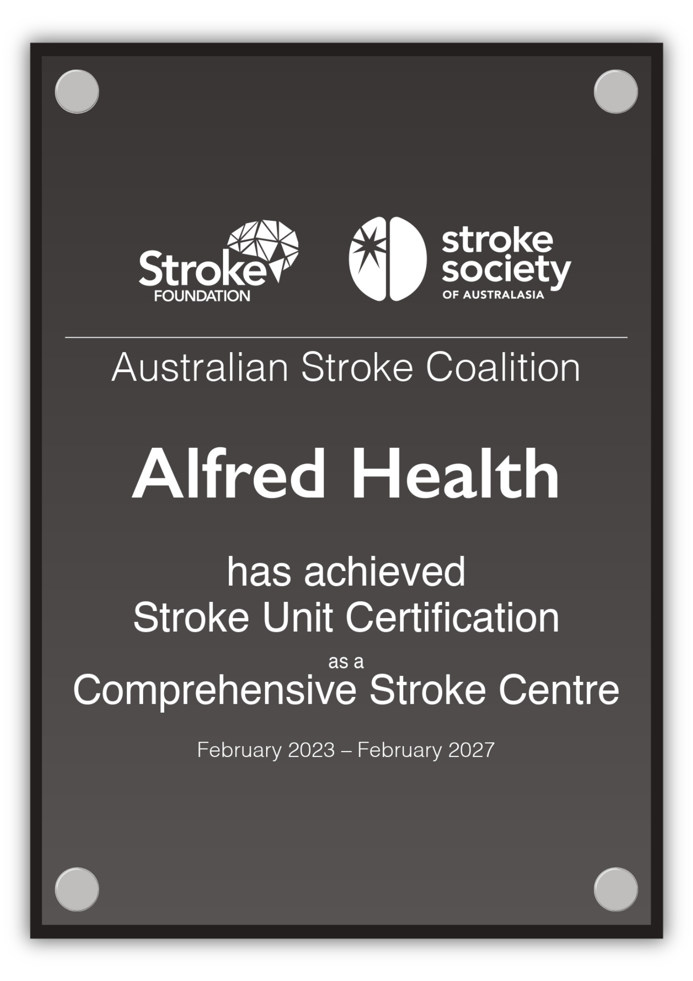 ASC Stroke Unit Certification Plaque