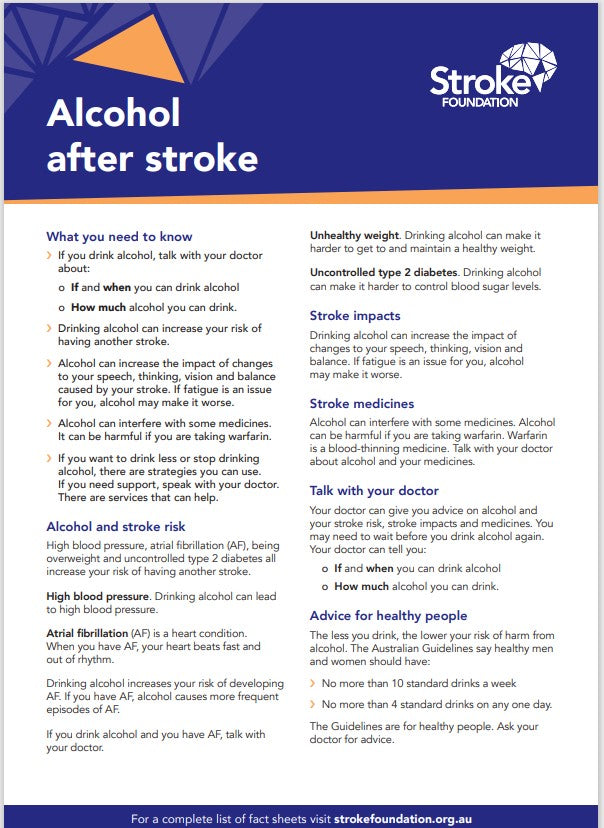 Fact sheet - Alcohol after stroke