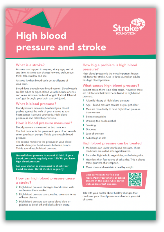 Fact sheet - High blood pressure and stroke – Stroke Foundation Store
