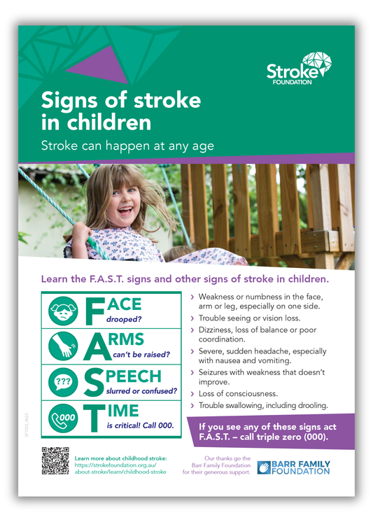Signs of stroke in children poster