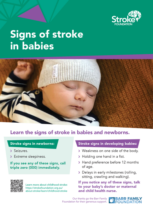 Signs of stroke in babies A3 poster