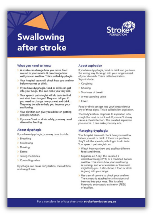 Fact sheet - Swallowing after stroke