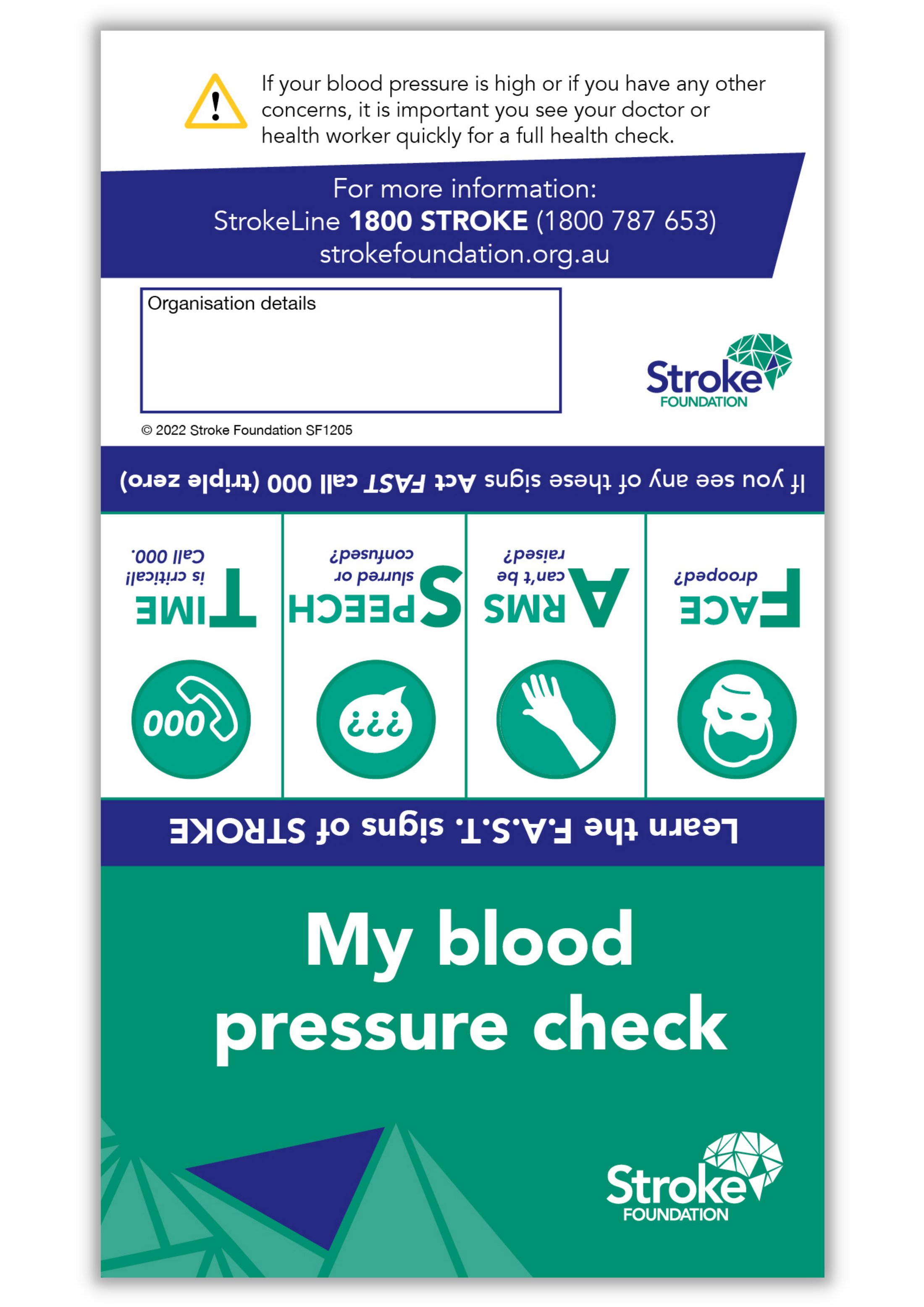 Blood Pressure Wallet Cards Stroke Foundation