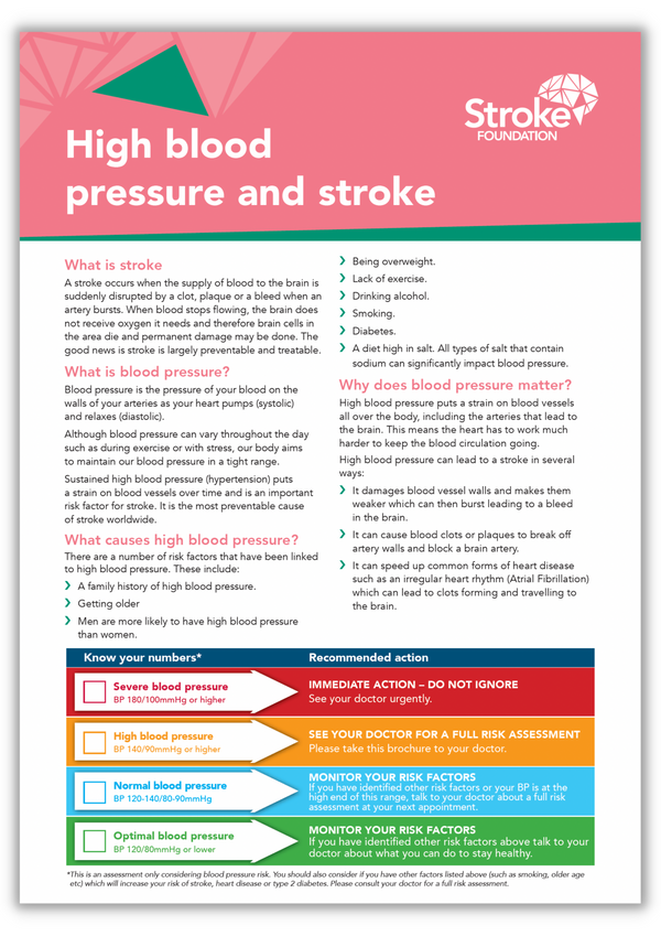 Fact sheet - High blood pressure and stroke – Stroke Foundation Store