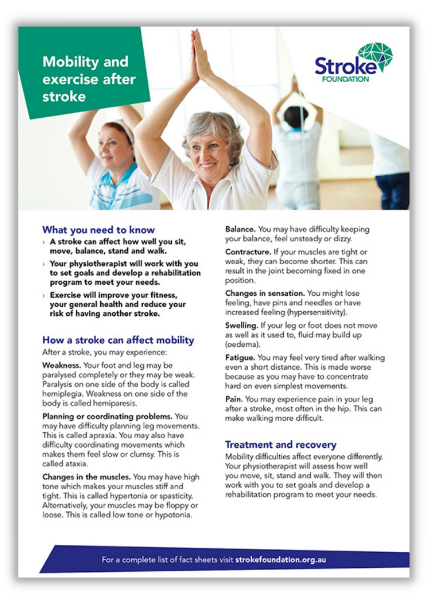 Fact sheet - Mobility and exercise after stroke