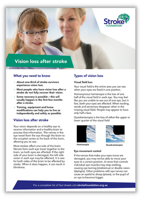 Fact sheet - Vision loss after stroke (50 pack)