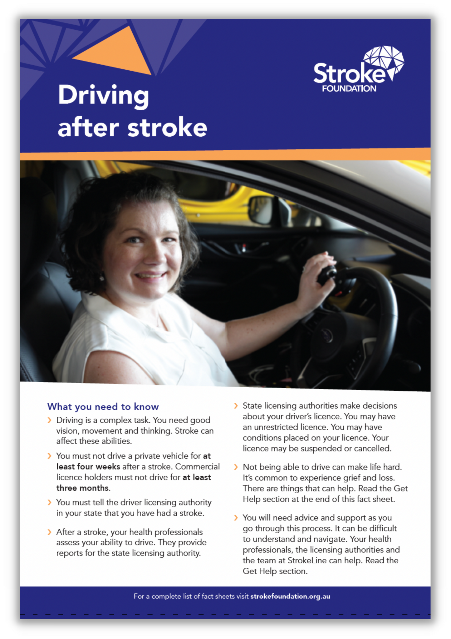 **NEW RELEASE** Fact sheet - Driving after stroke (50 pack)